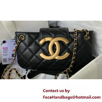 Chanel Lambskin & Gold-Tone Metal Baguette Bag AS4611 Black 2024